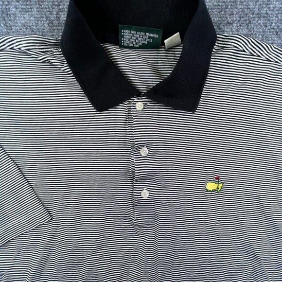 Masters Collection Black & White Striped Shirt Mens Large Golf Polo Short Sleeve - Picture 12 of 16
